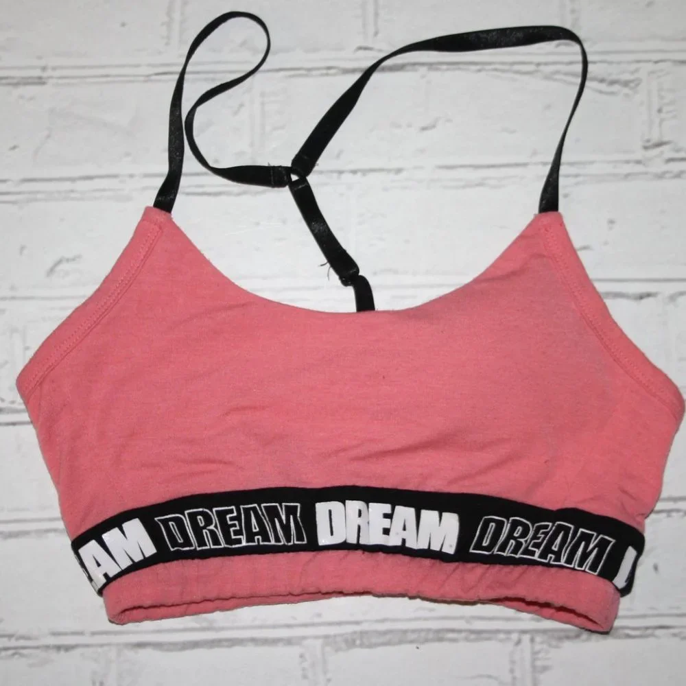 🧡🖤 Peach & Black DREAM Sleep Sports Bra · No Boundaries · Size XS